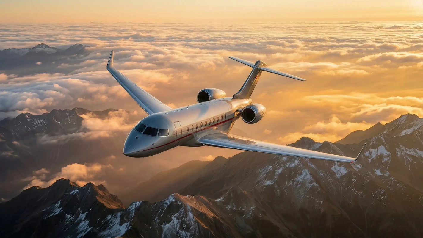 A VistaJet Bombardier Global 8000 flying to the world cup