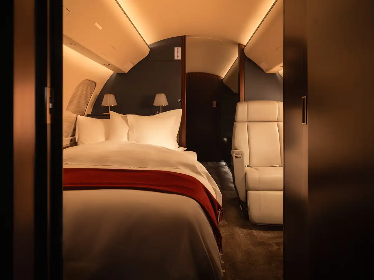 Rest easy in the VistaJet Bombardier Global 8000 cabin