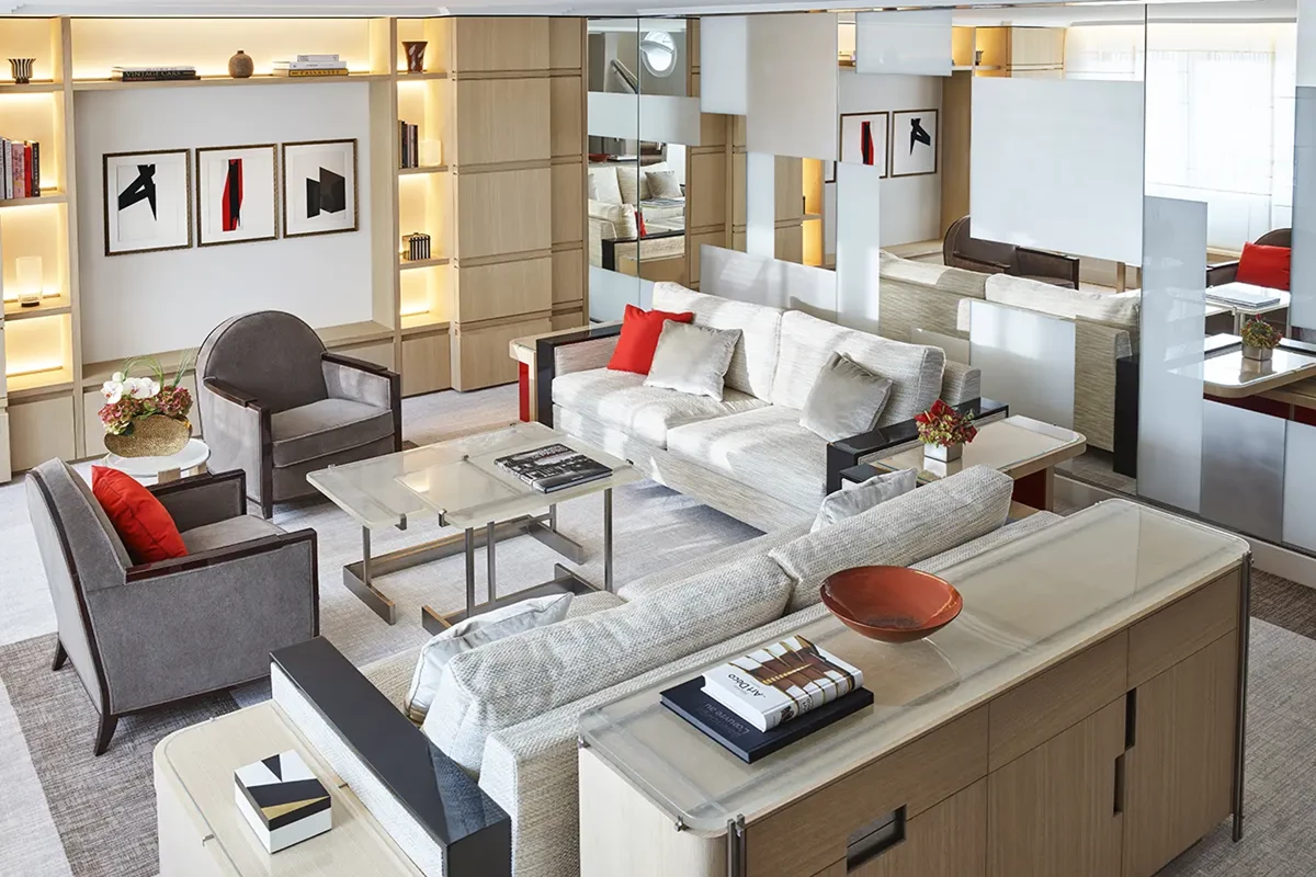 The dupleix suite living room at the hotel Plaza Athenee