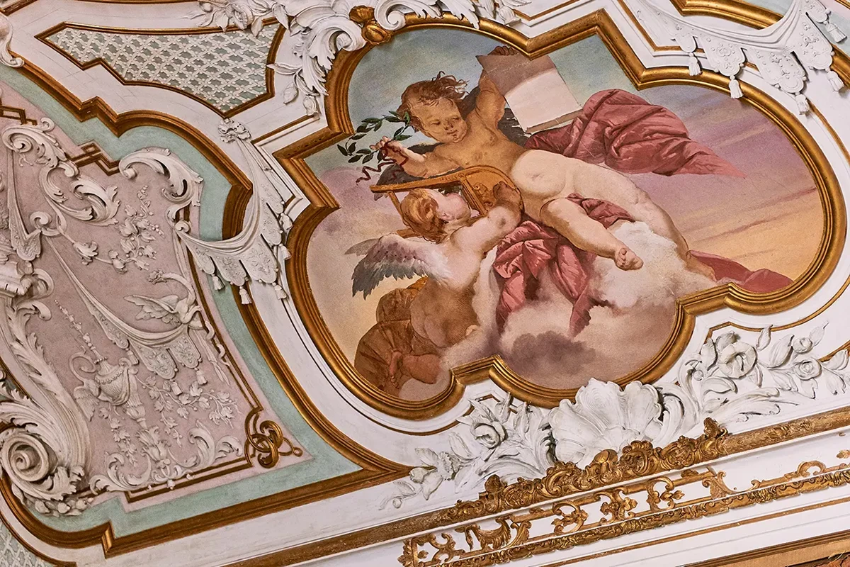 A Detailed cherub on the roof of the Venezia